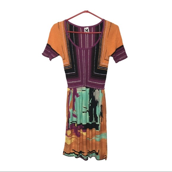 M Missoni Multicolor & Print Short Sleeve Dress 4 - Picture 1 of 7